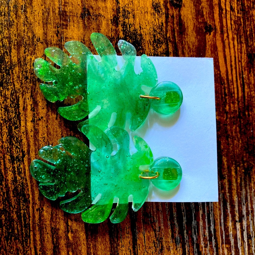 Resin leaf earrings